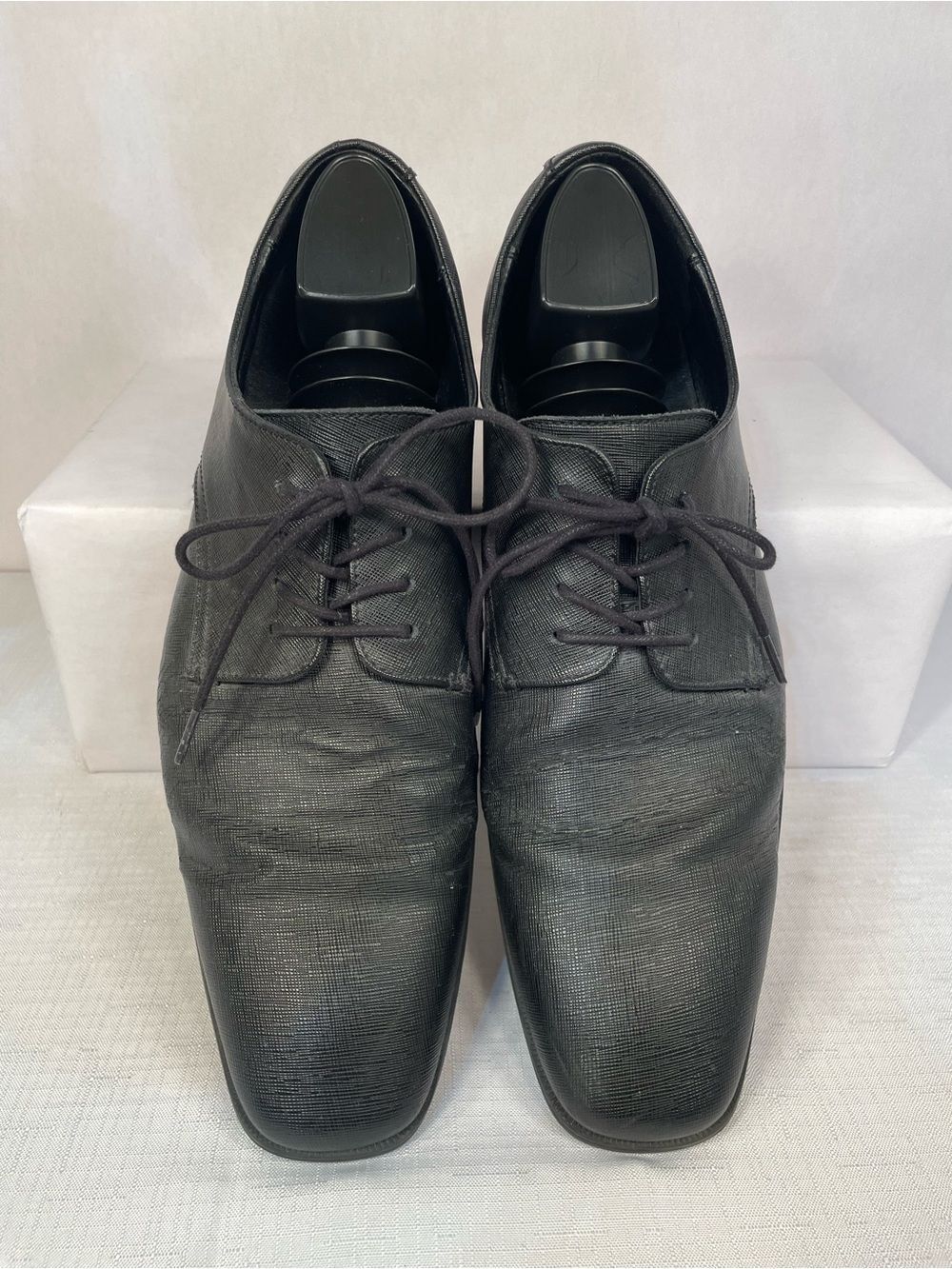 Calvin Klein Classic Black Men's Leather Dress Shoes - Lace-Up Oxford -Gunther - Picture 6 of 9